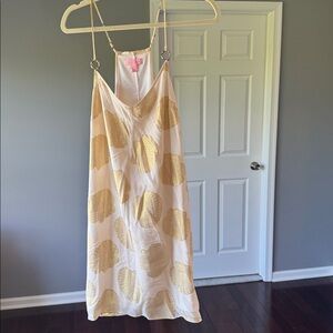Lilly Pulitzer White and Gold Dress beautiful shine